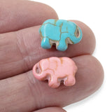 40 Small Elephant Beads, Multi-Colored Set, Synthetic Turquoise Baby Elephants