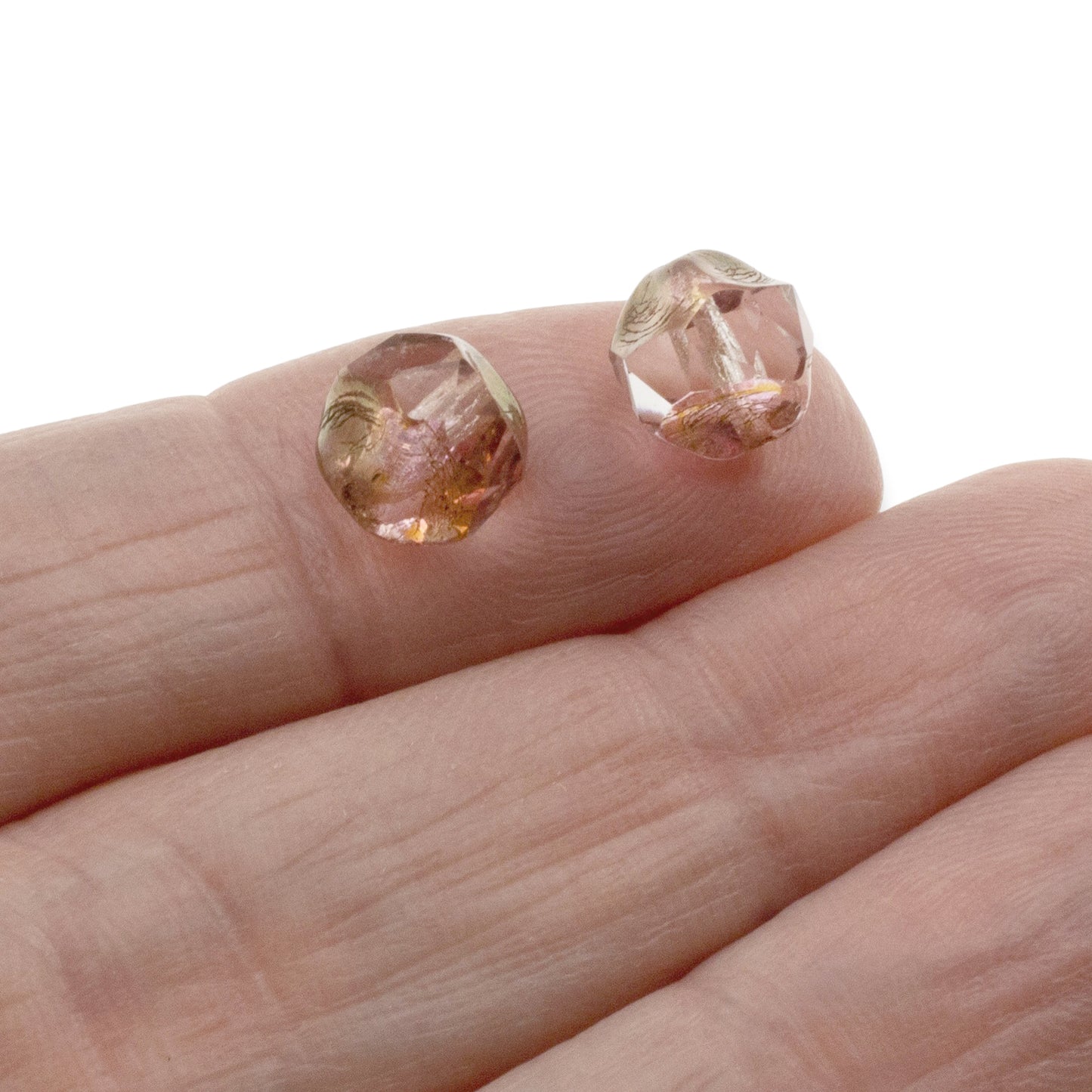 Crystal Pink Bronze 9mm Baroque Central Cut - Raven's Journey Czech Glass - 10-Pack