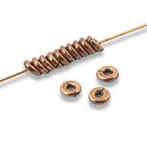 50 Copper Kenyan 4mm Heishi Beads, TierraCast Tiny Spacer Beads for DIY Jewelry