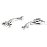 4 Silver Dolphin Charms, TierraCast Fish, Beach, Ocean Pendants for Jewelry