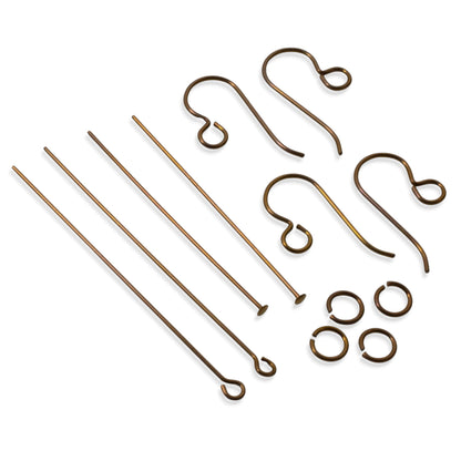 Niobium Earring Kit: Bronze Hypoallergenic Complete Findings 2 Pairs Sensitive Ears USA Made