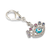 Evil Eye Handbag Charm - Silver Clip-On + Micro Pave CZ Accents & Lobster Clasp
