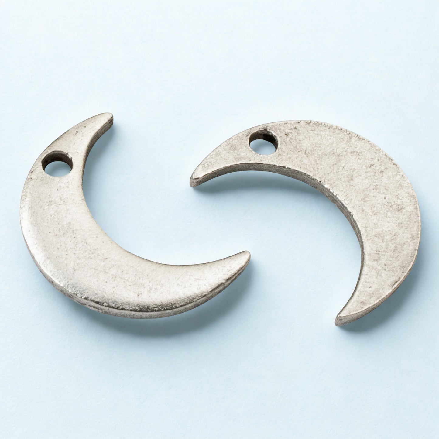 Celestial Moon Charms Silver, 2Pc Crescent Metal Stamping Flat Tags, DIY Jewelry