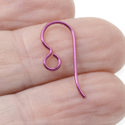 10 Premium Pink Niobium Ear Wires - Hypoallergenic Earring Hooks - USA Made