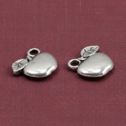 25 Silver Apple Charms - Perfect for Teachers - Jewelry Making & Crafts