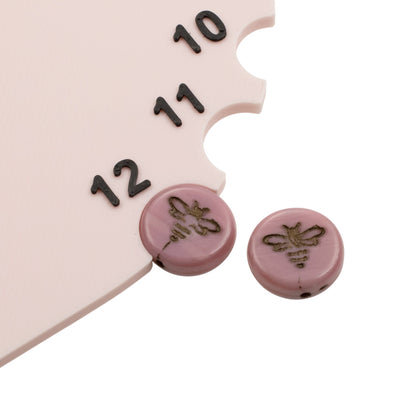 Pink Bee Beads: Czech Glass 12mm Coin Silk Rose 6 Pack Spring Nature Jewelry Making