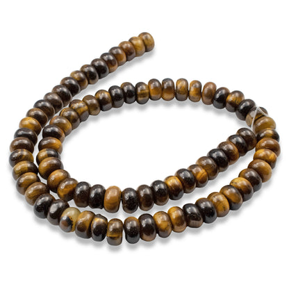 Tiger's Eye Beads, Rondelle 5mm x 8mm, Golden Brown Gemstone Strand, 78Pcs