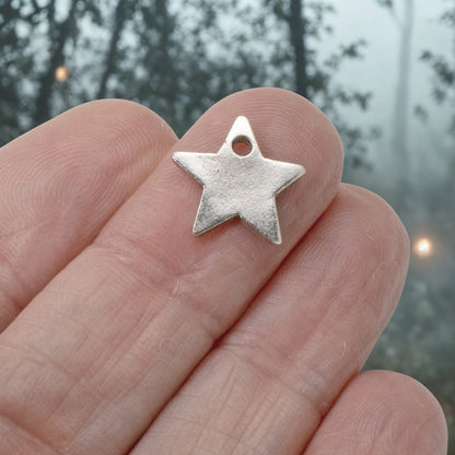 Celestial Silver Star Charms, 2Pc Metal Stamping Flat Tags, Personalized Earring and Charm Necklace Supplies