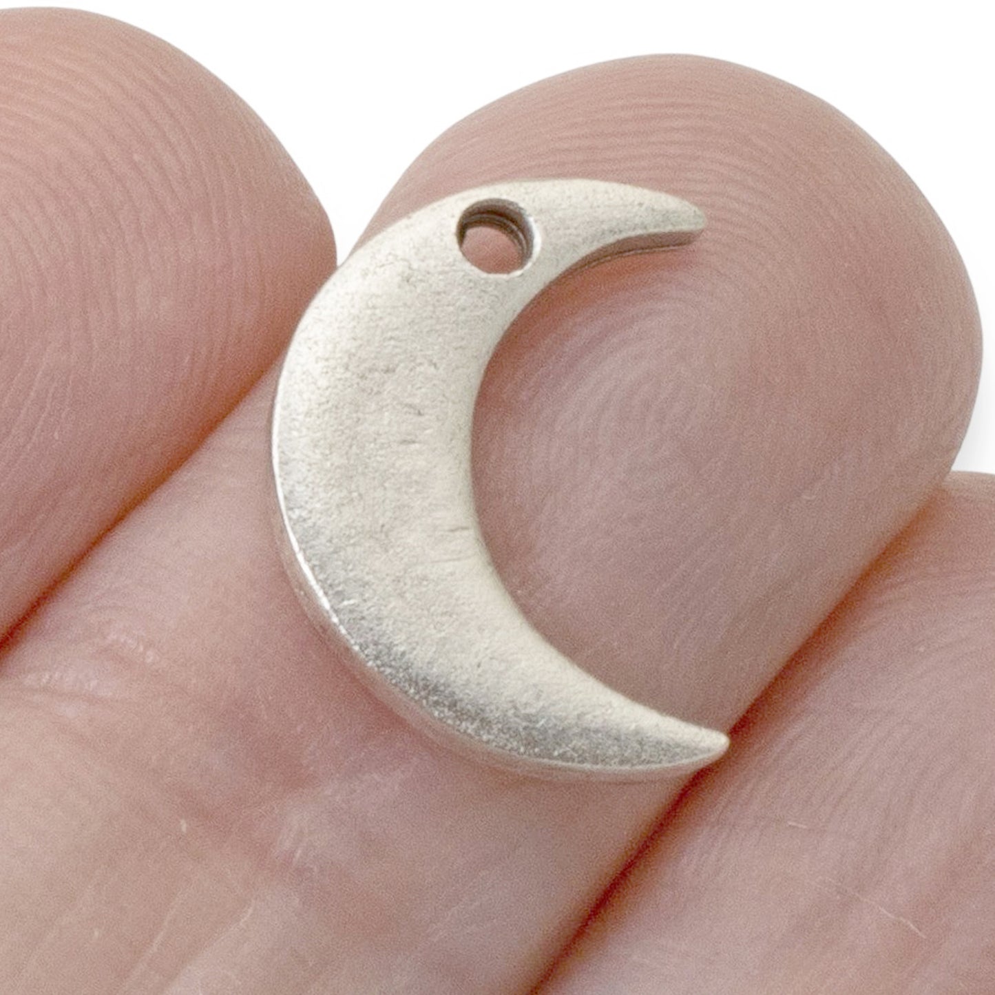 Celestial Moon Charms Silver, 2Pc Crescent Metal Stamping Flat Tags, DIY Jewelry