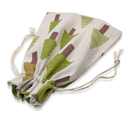Woodland Tree Drawstring Bags: Rustic Christmas Winter Gift Pouch 5x7 5-Pack