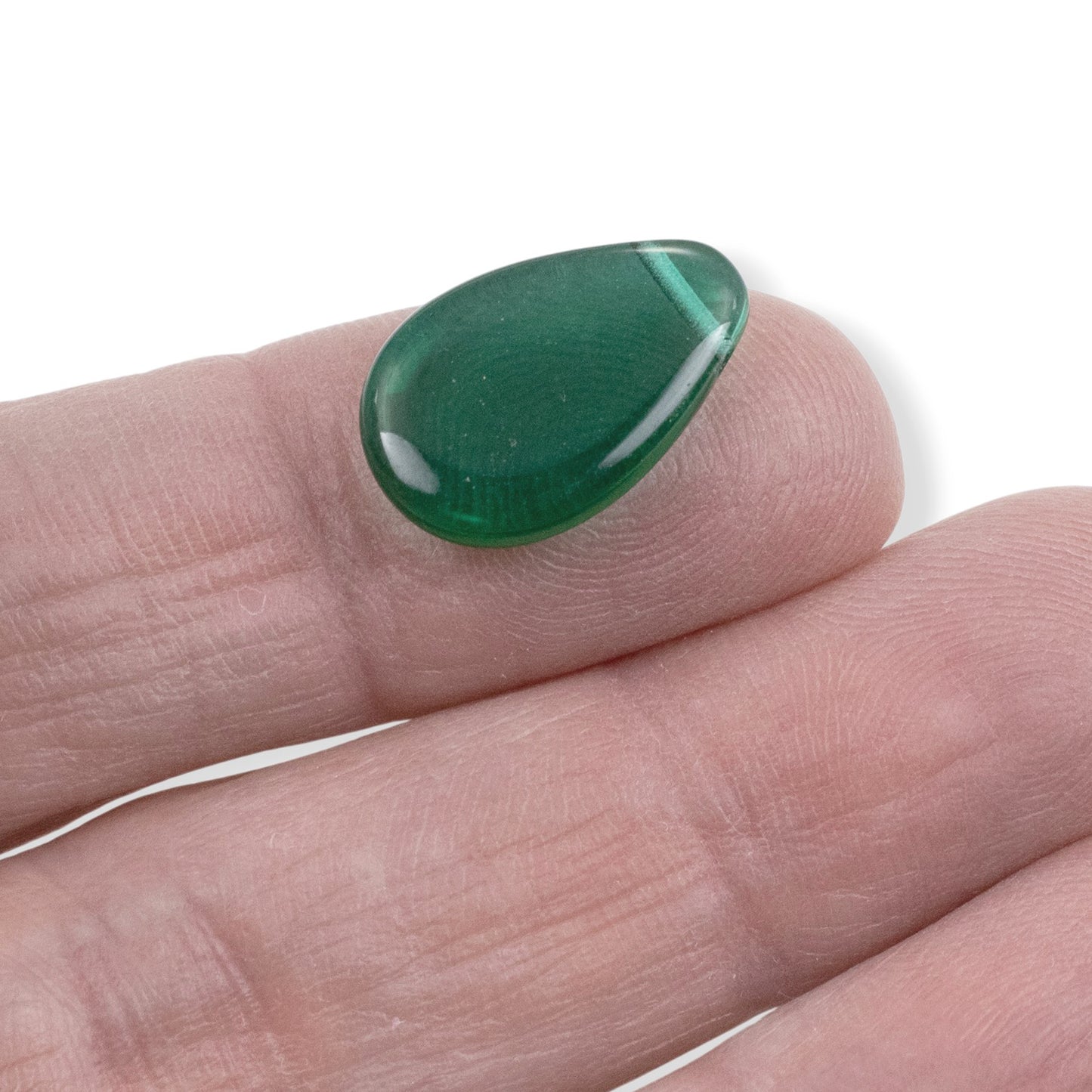 12 Teal Green Czech Glass Teardrop Beads, Tip Drilled 12x18mm Flat Pear Pendant Loose, Holiday Green Jewelry Supply