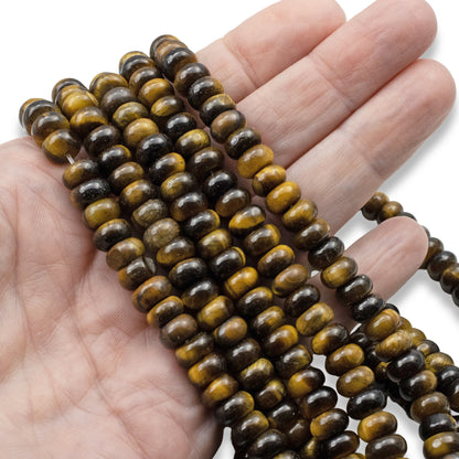 Tiger's Eye Beads, Rondelle 5mm x 8mm, Golden Brown Gemstone Strand, 78Pcs