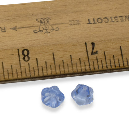 Light Sapphire Blue Bell Flower Beads, 25-Pack Czech Glass 6x8mm, Spring Crafts