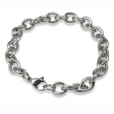 Stainless Steel Bracelet - 8" Cable Chain - Silver Oval Link with Lobster Clasp