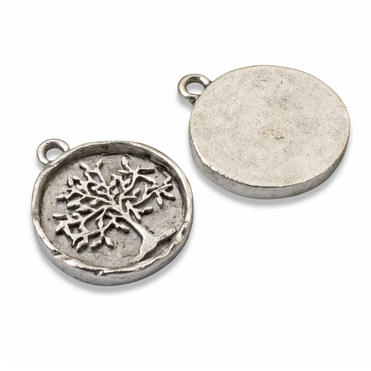 Tree of Life Medallion Charms Antique Silver 2-Pack, Spiritual Jewelry Making