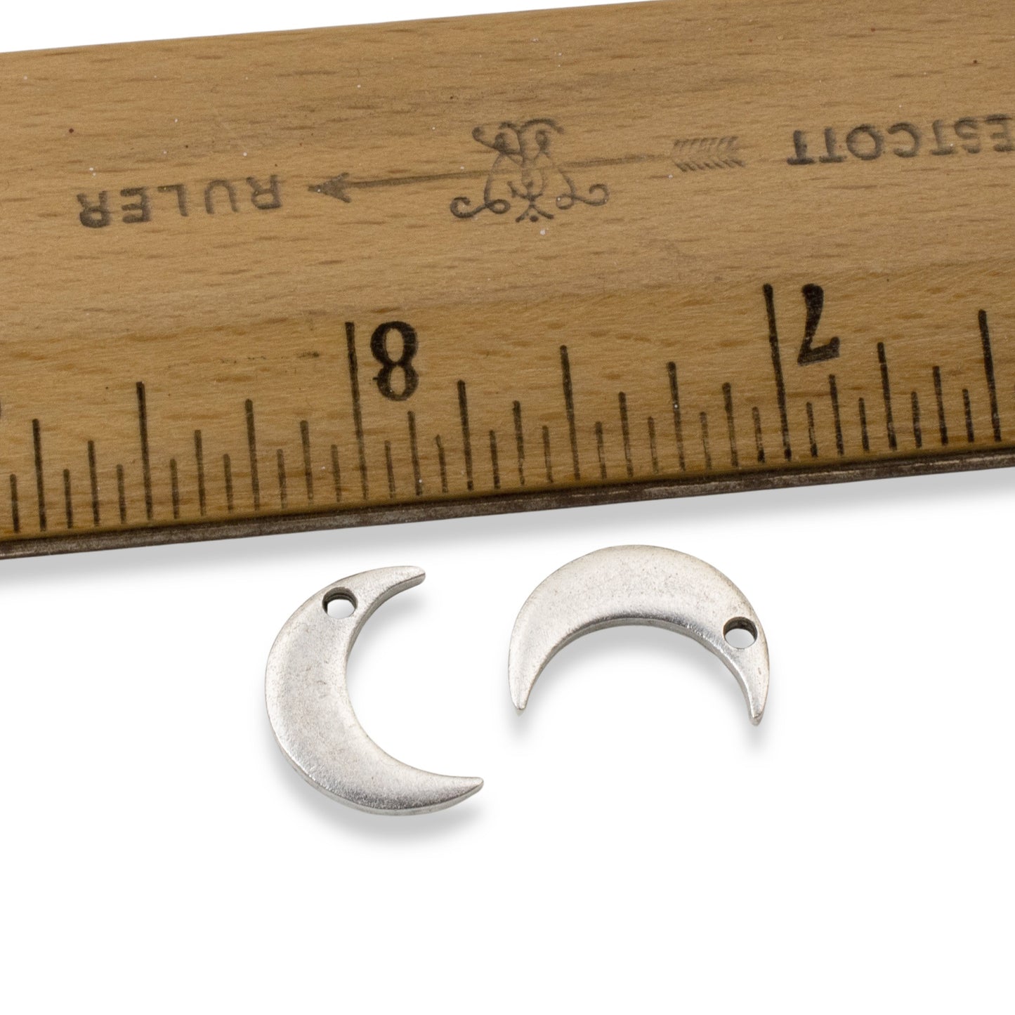 Celestial Moon Charms Silver, 2Pc Crescent Metal Stamping Flat Tags, DIY Jewelry