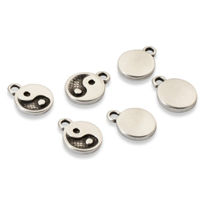Yin Yang Charm, 6-Pack Mini Silver Balance Symbols, Spiritual Jewelry Making