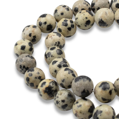 Dalmatian Jasper Beads 8mm, Natural Spotted Stone Beads, Earthy Gemstone, 15" Strand