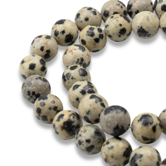 Dalmatian Jasper Beads 8mm, Natural Spotted Stone Beads, Earthy Gemstone, 15" Strand