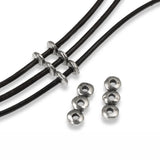 4 Pewter Nugget 3-Hole Spacer Bars, TierraCast 7mm Separator for Leather Cord