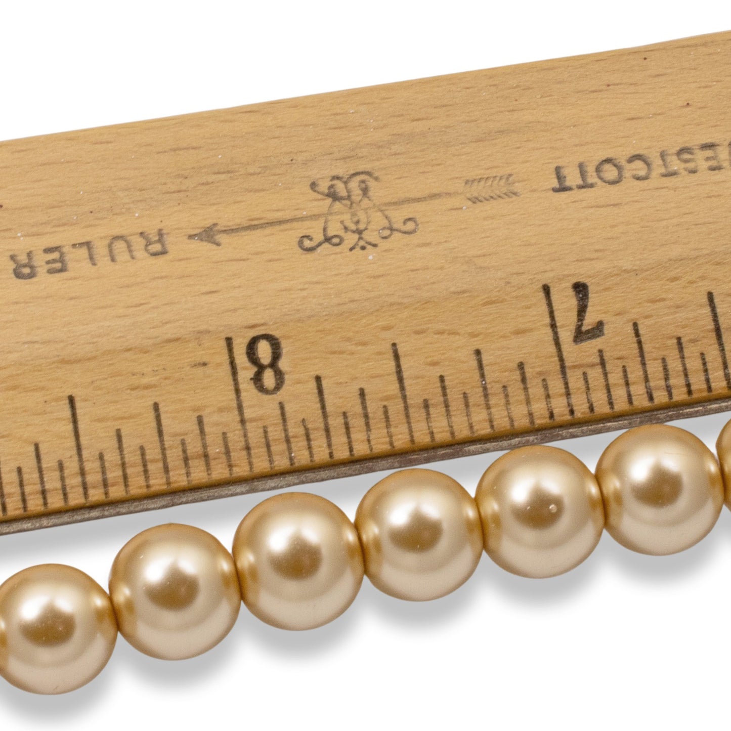 10mm Champagne Gold Glass Pearls 7-Inch Strand, DIY Bridal Supplies