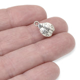 10 Silver Ladybug Charms, Metal Insect Charms for Ladybug Jewelry Making