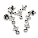 10 Silver Glue-In Bails - Basic Cap with Loop - For Large Hole Pendants & Beads