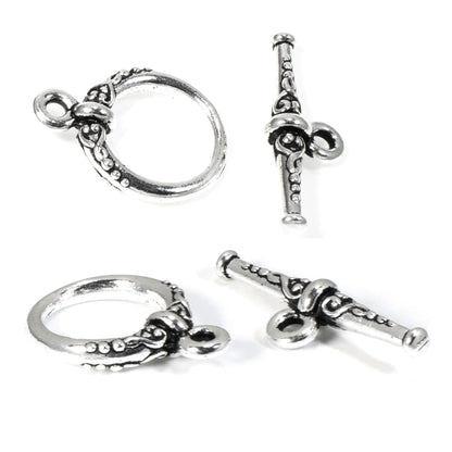 2 Silver Heirloom Toggle Clasps - TierraCast Ornate Fasteners - Jewelry Crafting