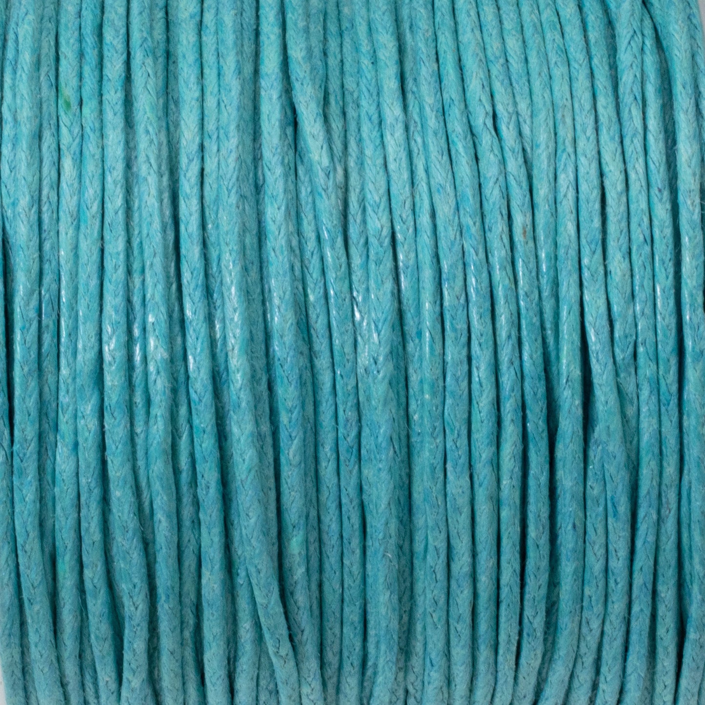 Turquoise Blue 1mm Waxed Cotton Cord - 25 Meters - Jewelry and Craft String