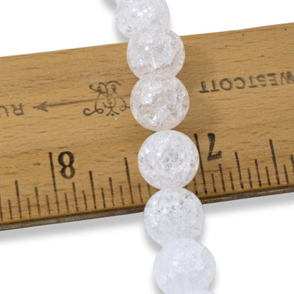 Snowy White Crackle Beads, 30-Pack Winter Glass Beads 10mm, Holiday Jewelry DIY