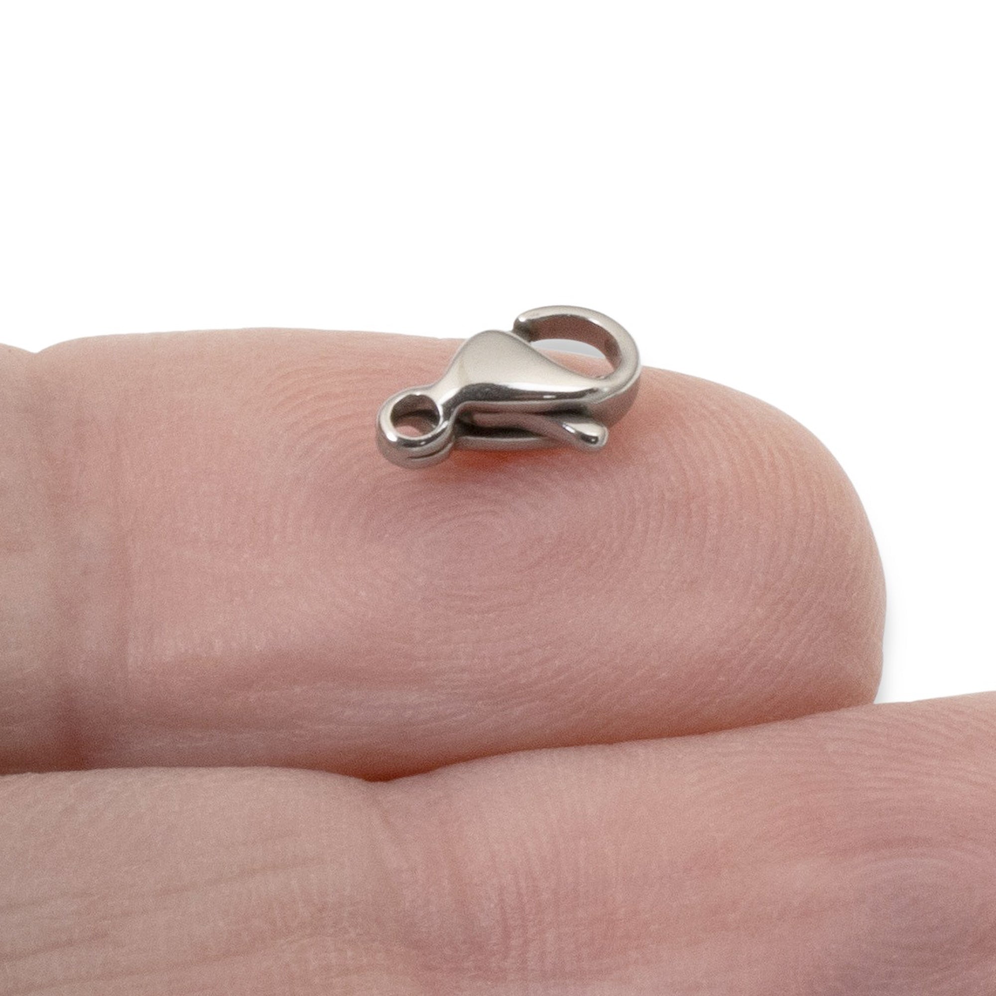 Small Oval Silver Stainless Steel Lobster Claw Clasps