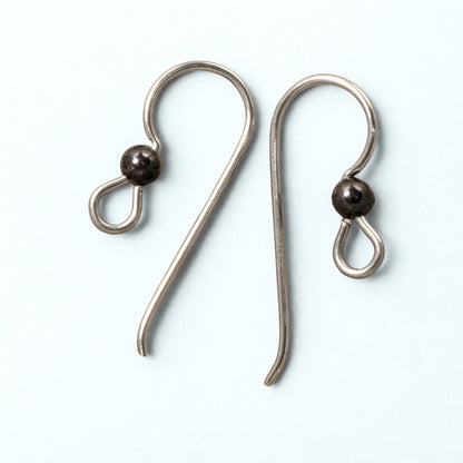10 Gray Niobium Hypoallergenic Earring Hooks with Black Bead Accent for Jewelry Making