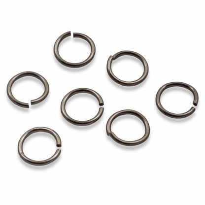 50-Pack Gunmetal Matte Black 7mm Round Open Jump Rings, TierraCast 19 Gauge