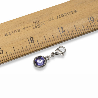 December Birthstone Clip-On Charm, Tanzanite Crystal with Clip-On Design and Lobster Clasp, Unique Present for Birthday, Small Gift Idea