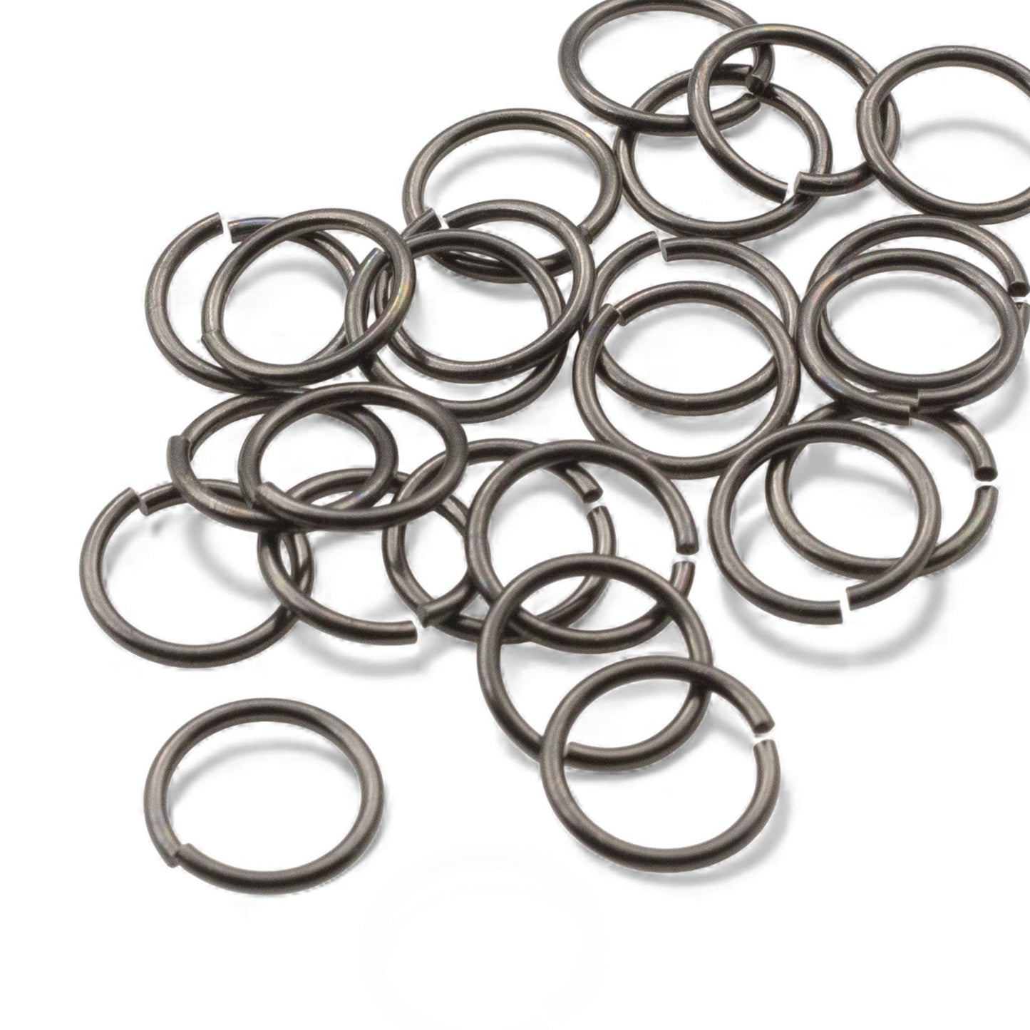 25 Pcs 10mm Gunmetal Black Round Open Jump Rings, TierraCast 18 Gauge