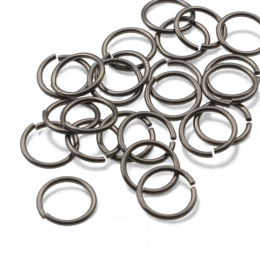 25 Pcs 10mm Gunmetal Black Round Open Jump Rings, TierraCast 18 Gauge