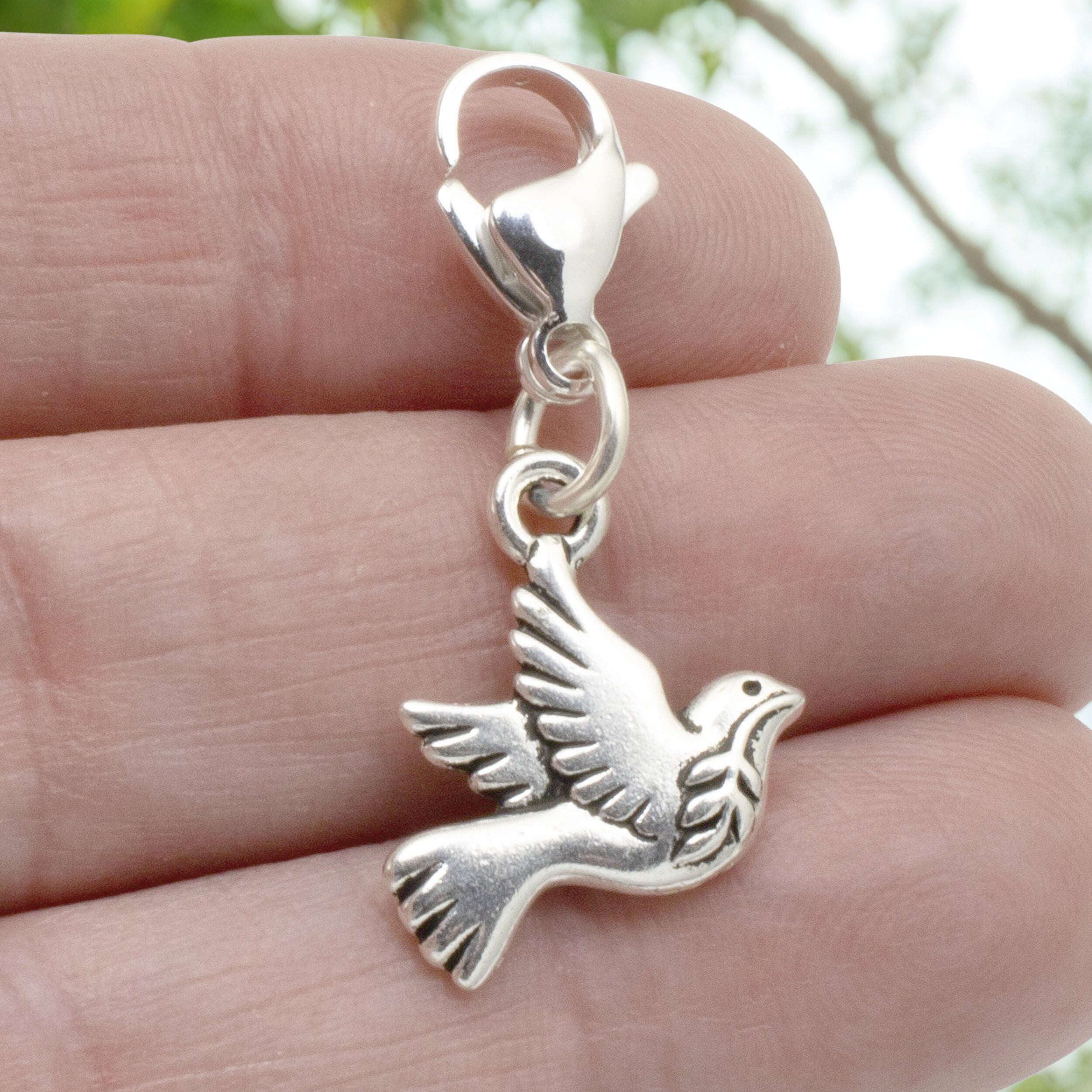 Silver Peace Dove Clip On Charm | Hackberry Creek