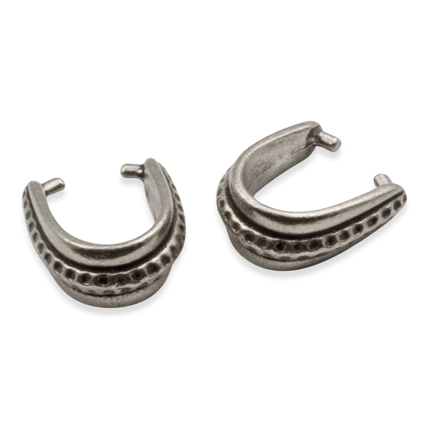 Dark Silver Pinch Bails Hammered Design, 4-Pack Antique Pewter Pendant Holders