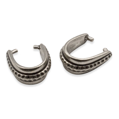 Dark Silver Pinch Bails Hammered Design, 4-Pack Antique Pewter Pendant Holders