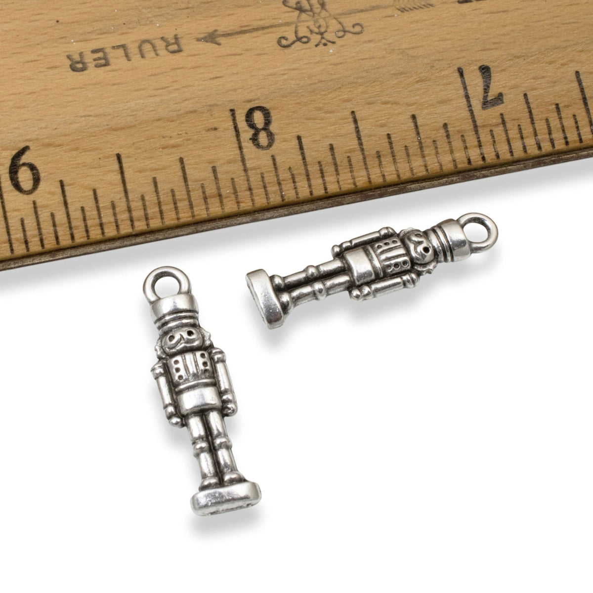 Silver Nutcracker Charms, 4 Pack Antique Pewter, Vintage Christmas Ballet Decor
