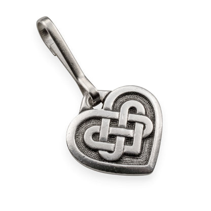 Celtic Heart Zipper Charm, Pewter Knot, Bag Accessory, Keychain Purse Decoration