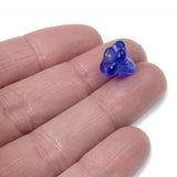 12 Sapphire Blue Bell Flower Beads, Czech Glass 11x13mm for DIY Jewelry & Crafts