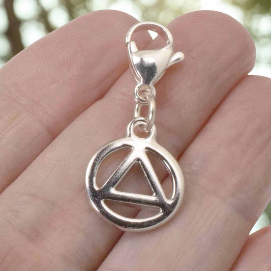 Recovery Bag Charm Silver Triangle, Sobriety Clip-On, Inspirational Symbol for Healing & Resilience, Encouragement Gift