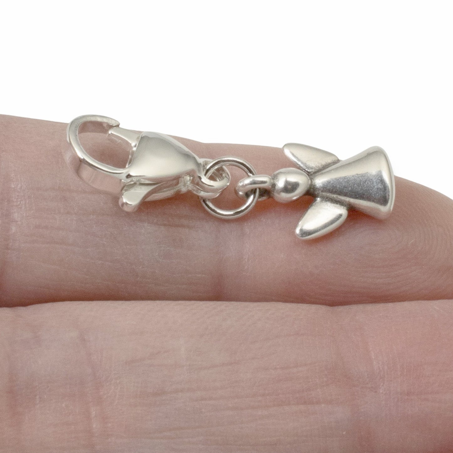 Silver Angel Clip On Charm, Guardian Angel Memorial Gift, Dainty Spiritual Jewelry