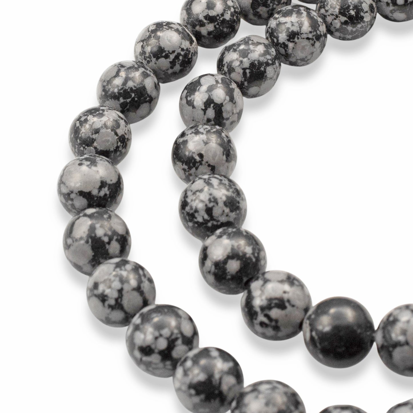 Snowflake Obsidian Beads: 8mm Round Black Gemstone Strand Natural Stone 48Pcs