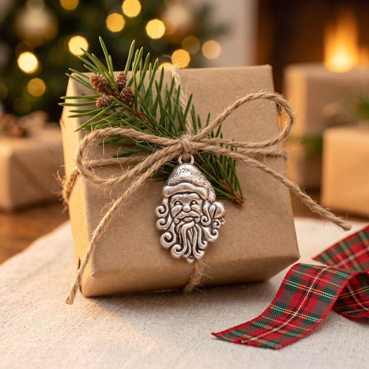 Santa Head Charms, 8-Pack Silver Vintage Style Saint Nick Metal Alloy Accents