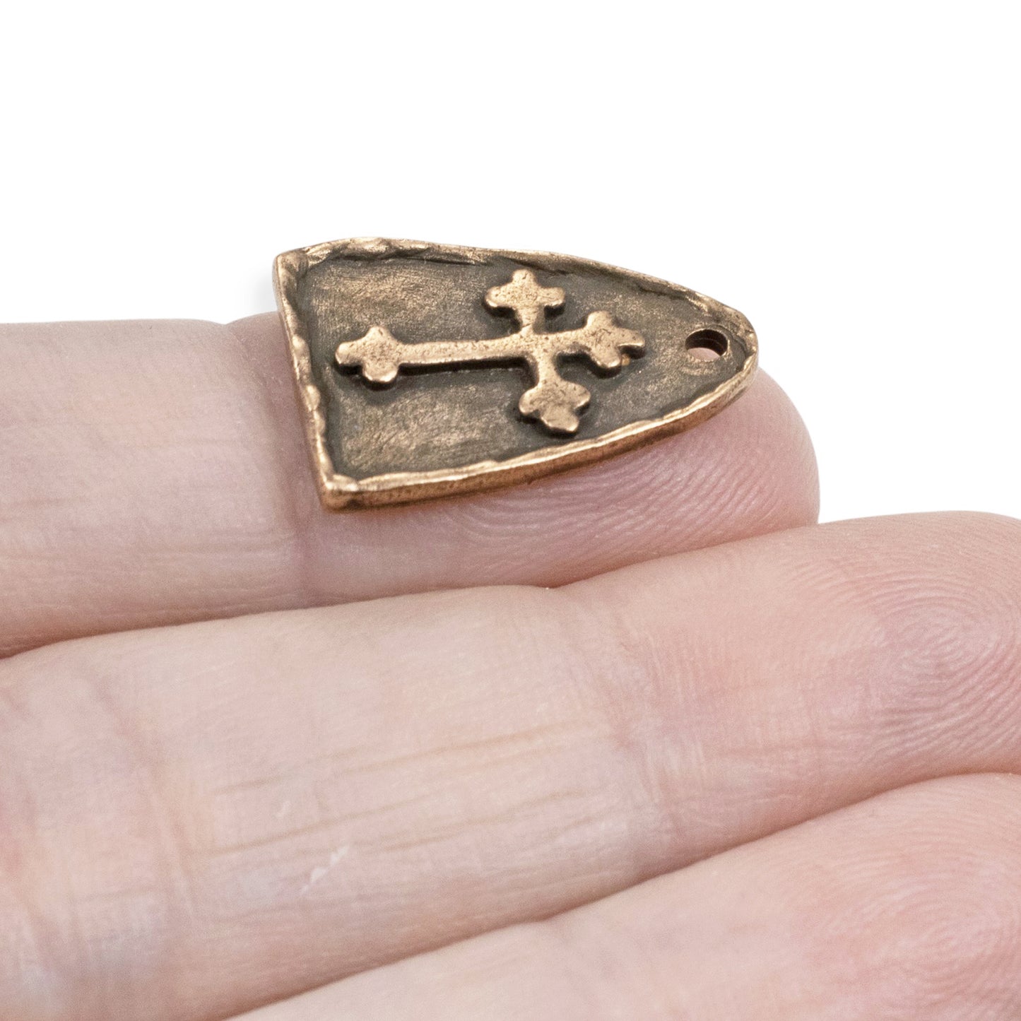 Copper Arch Cross Medallion Charms, Gothic Religious Pendant, 2-Pack