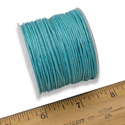 Turquoise Blue 1mm Waxed Cotton Cord - 25 Meters - Jewelry and Craft String