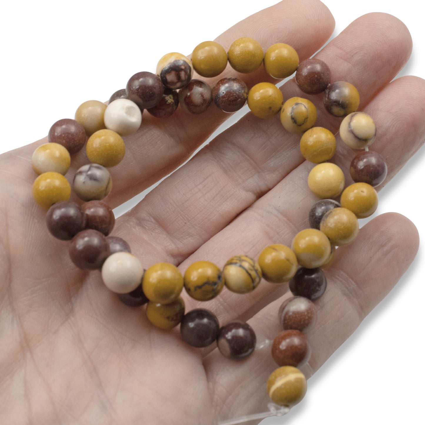 Mookaite Jasper Beads: 8mm Round Gemstone Strand Natural Stone Jewelry Making Earth Tone Mustard Burgundy 46pcs