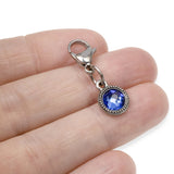 September Birthstone Clip-On Charm, Sapphire Crystal with Clip-On Design and Lobster Clasp, Unique Present for Birthday, Small Gift